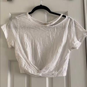 Cropped with knot and cutout detail white tshirt!